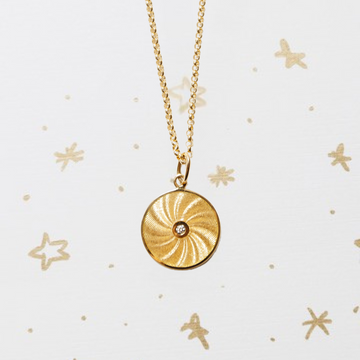 diamond guilloche pendant