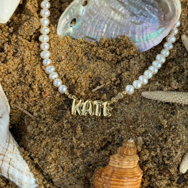 Puff Name Pearl Necklace