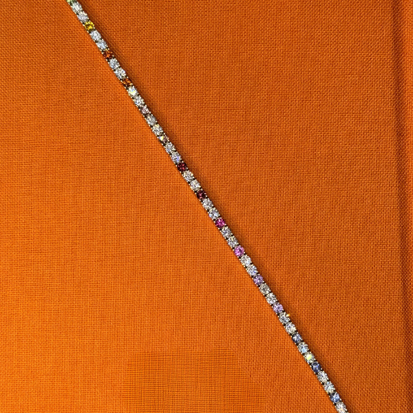 Rainbow Sapphire and Diamond Tennis Bracelet