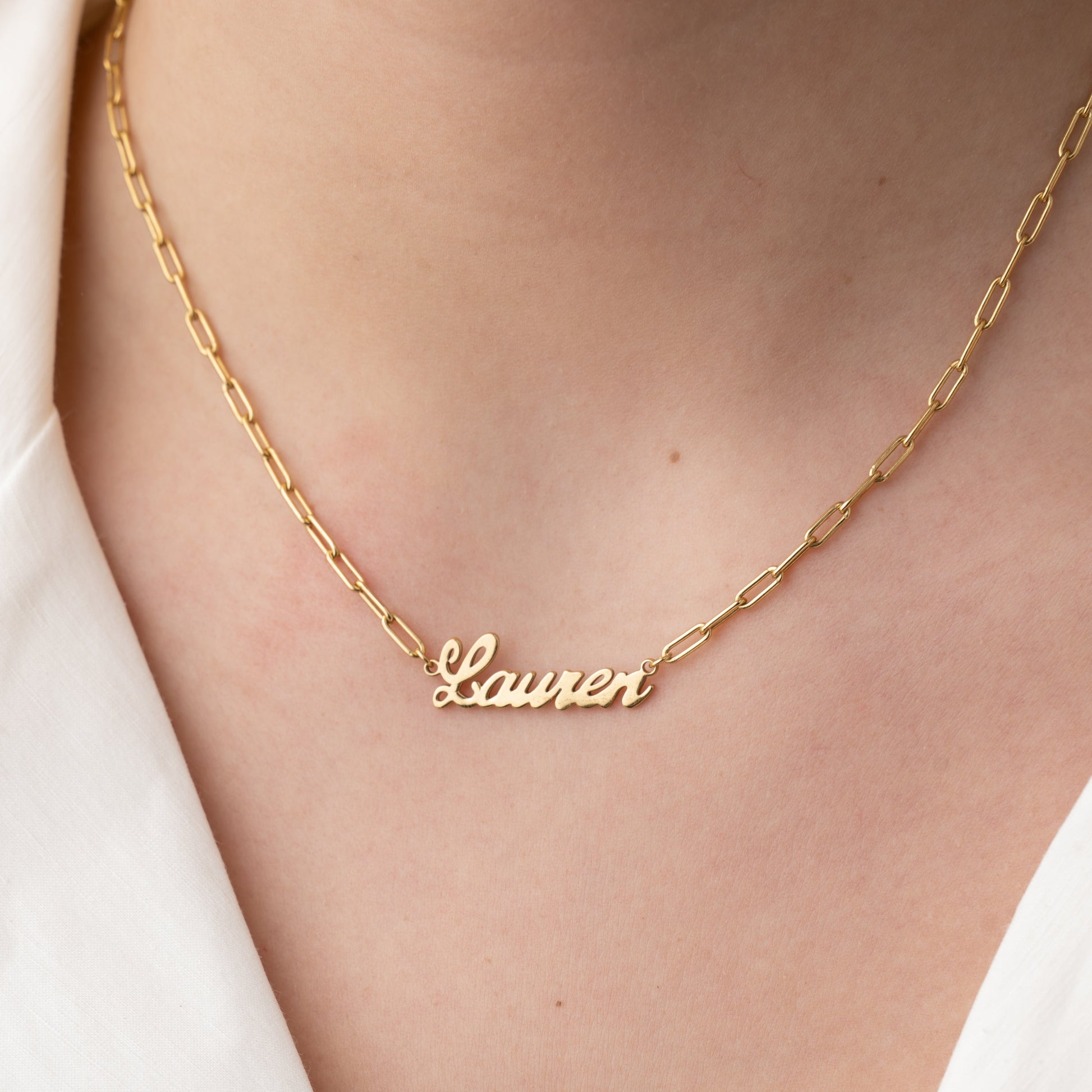 Tres Chic Name Paperclip Necklace