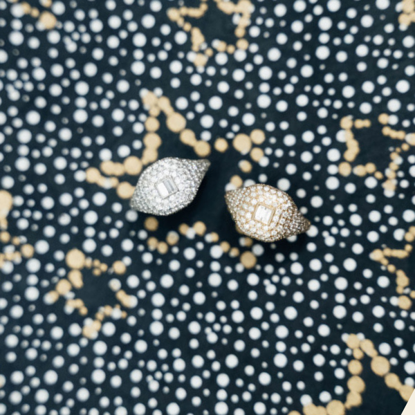 Bling Pave Ring with Baguette Center