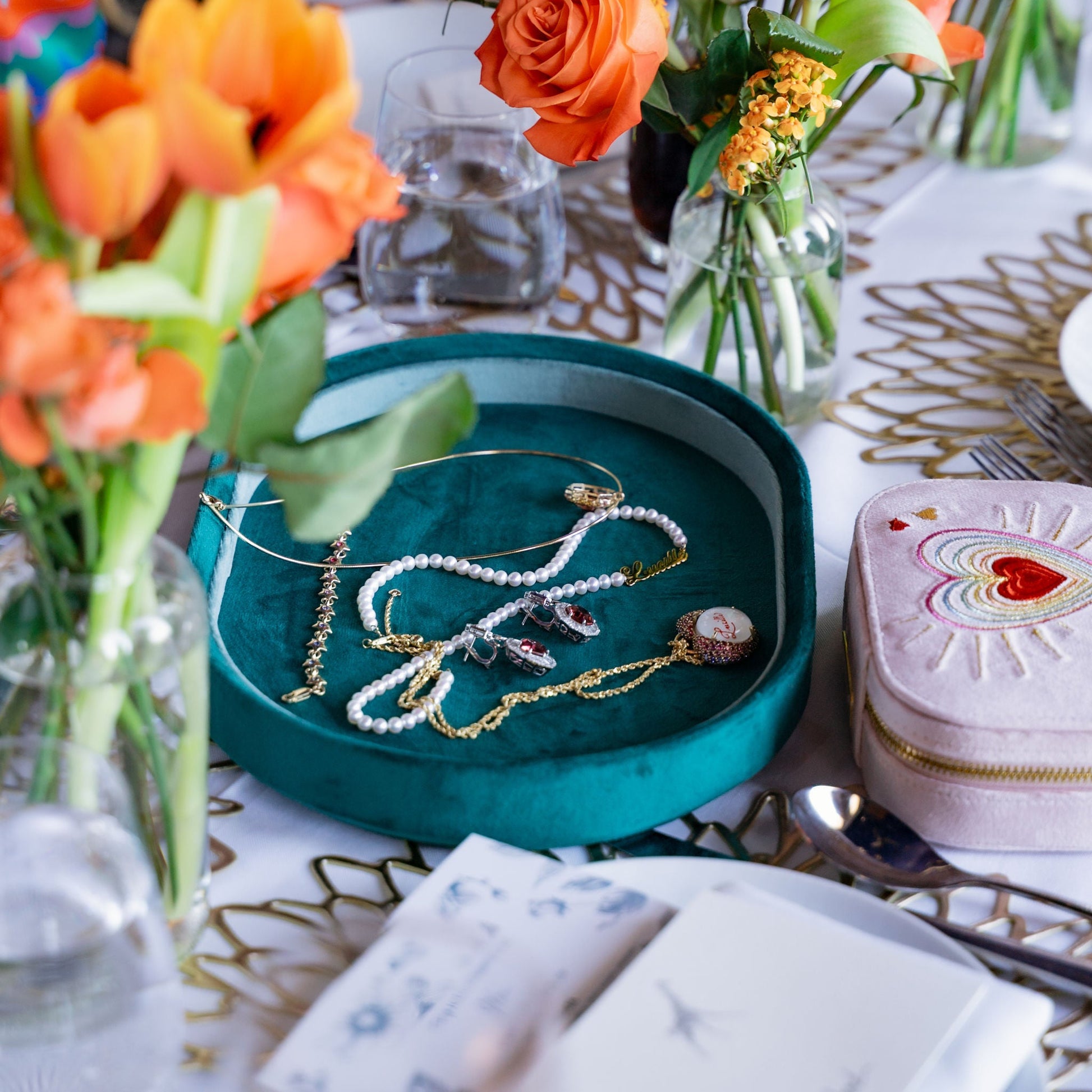 Green Velvet Jewelry Tray