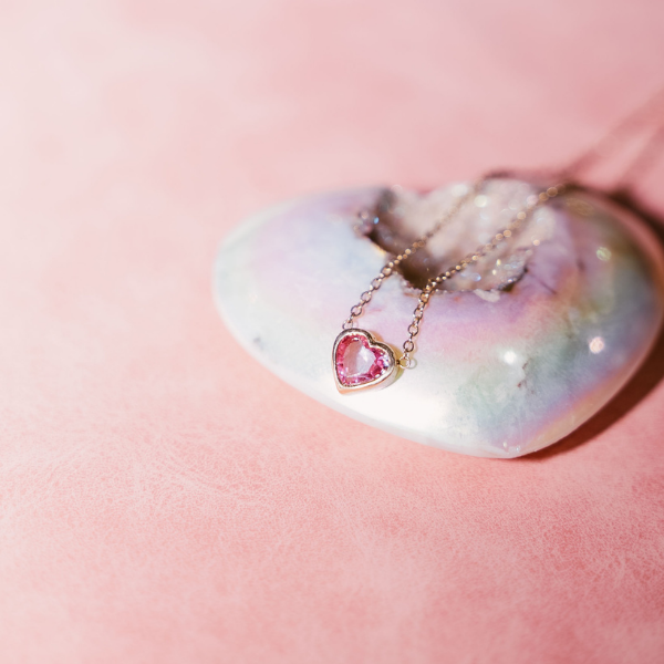 Pink Sapphire Heart Necklace