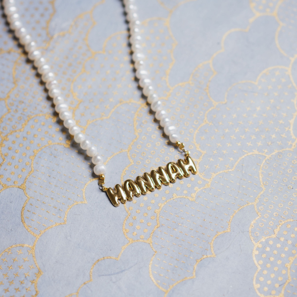 Puff Name Pearl Necklace