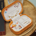 Open orange Texas western travel jewelry box with embroidered interior. Spirit of Texas Burnt Orange Velvet Embroidered Travel Jewelry Box. Jewelry Dallas.